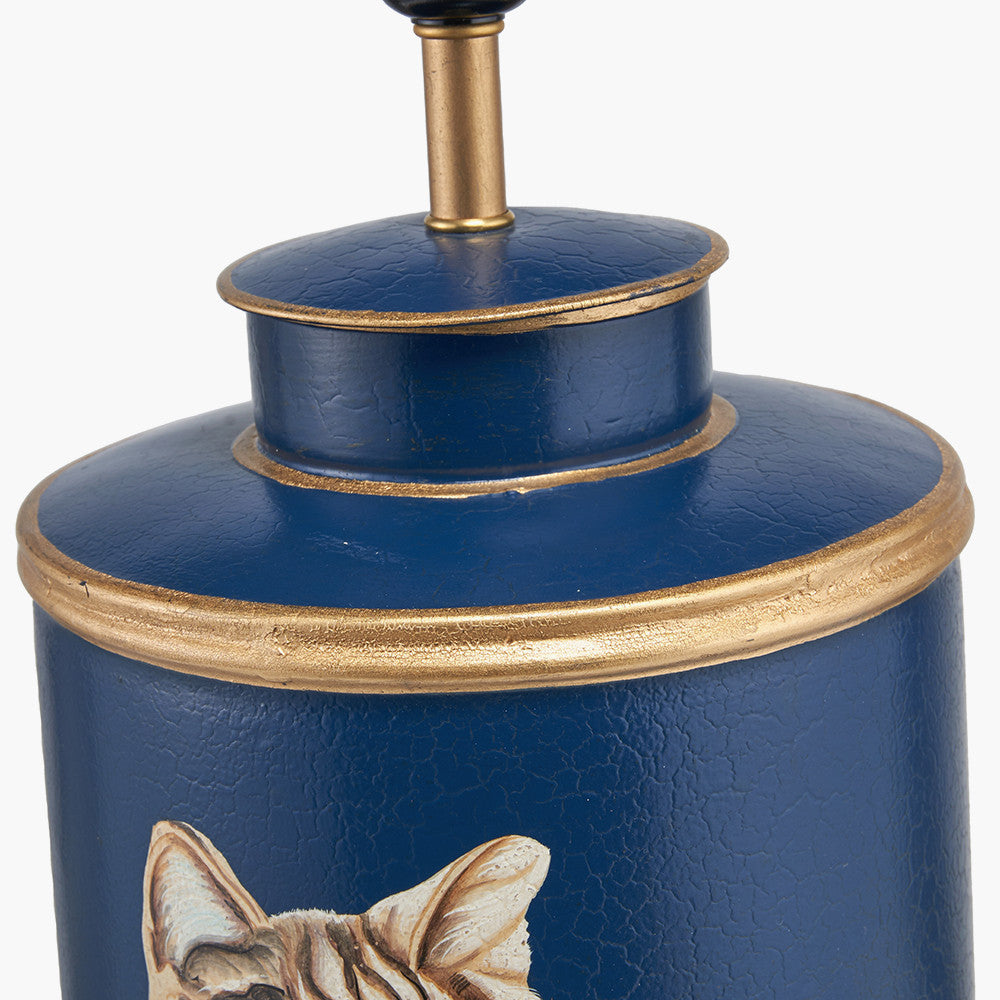 Pacific-Lifestyle-Cat-Blue-Hand-Painted-Metal-Table-Lamp-Base-with-Henry-35cm-Mustard-Handloom-Cylinder-Lampshade_7