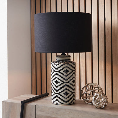 Pacific-Lifestyle-Chirala-Black-and-White-Tall-Ikat-Ceramic-Table-Lamp-Base-with-Lino-40cm-Black-Self-Lined-Linen-Cylinder-Lampshade_10