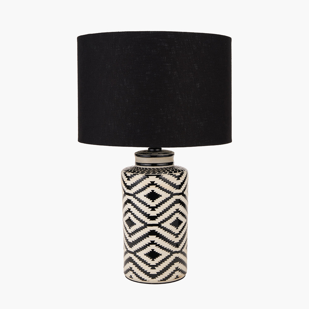 Pacific-Lifestyle-Chirala-Black-and-White-Tall-Ikat-Ceramic-Table-Lamp-Base-with-Lino-40cm-Black-Self-Lined-Linen-Cylinder-Lampshade_1