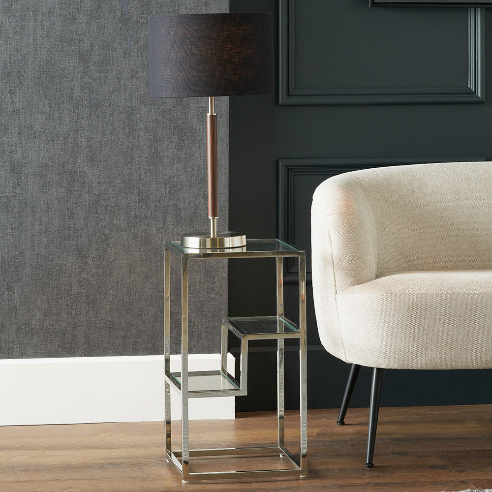 Pacific Lifestyle Aleandra Clear Glass and Silver Metal Side Table