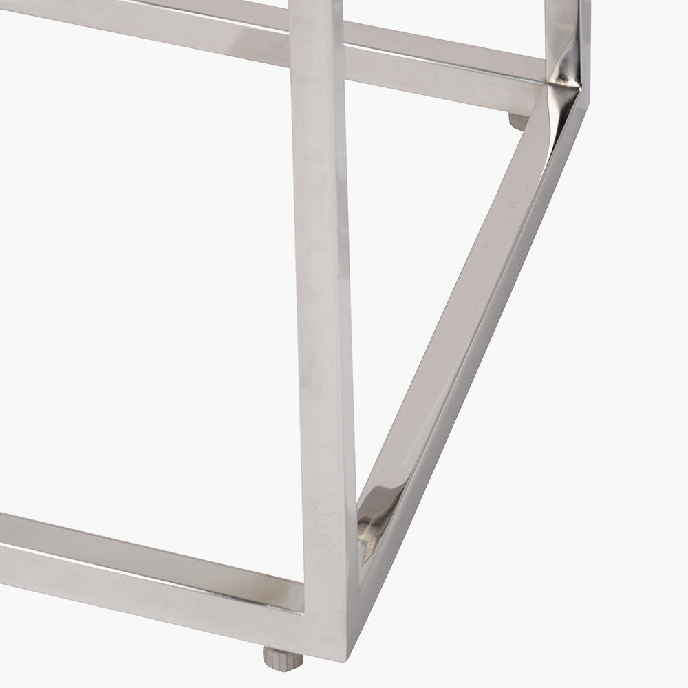 Pacific Lifestyle Aleandra Clear Glass and Silver Metal Side Table 2