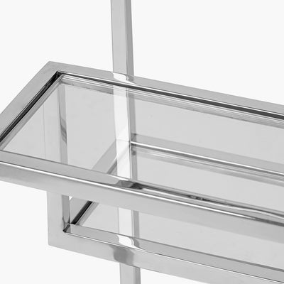 Pacific Lifestyle Aleandra Clear Glass and Silver Metal Side Table 3