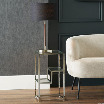Pacific Lifestyle Aleandra Clear Glass and Silver Metal Side Table