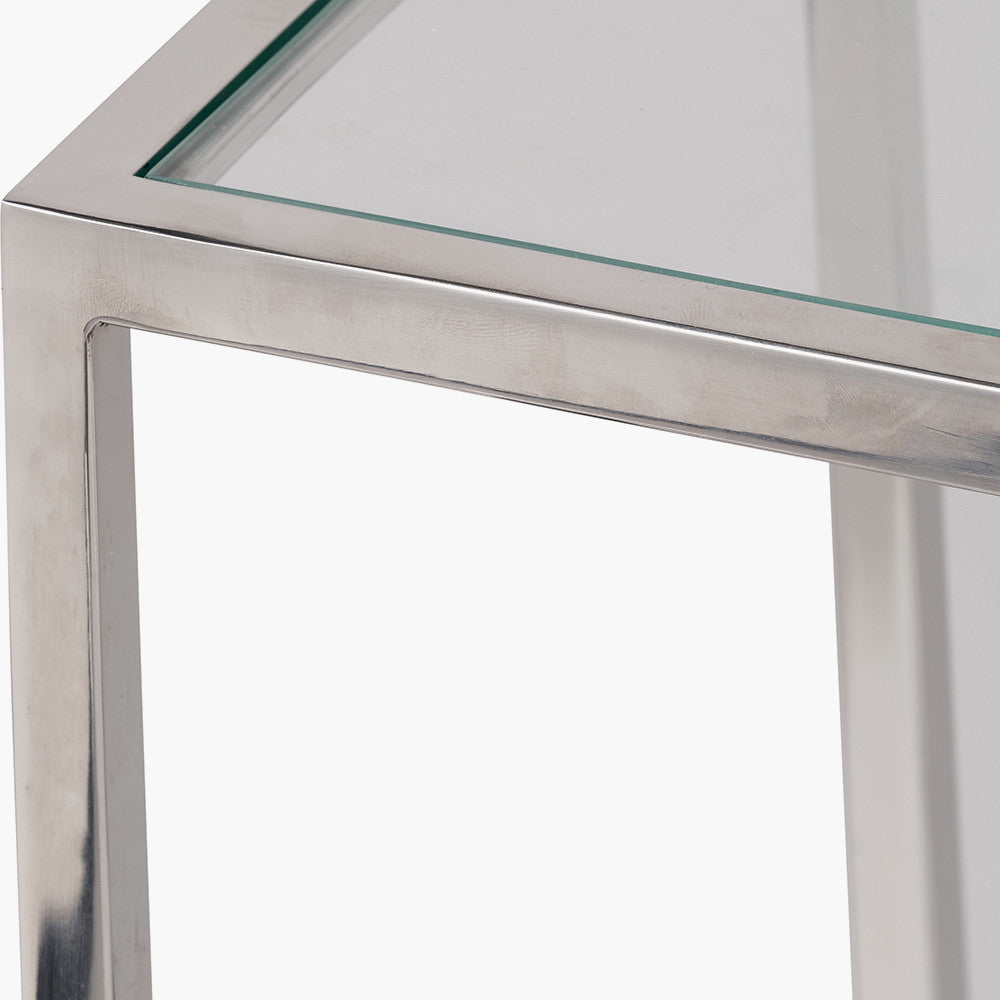 Pacific Lifestyle Aleandra Clear Glass and Silver Metal Side Table 4