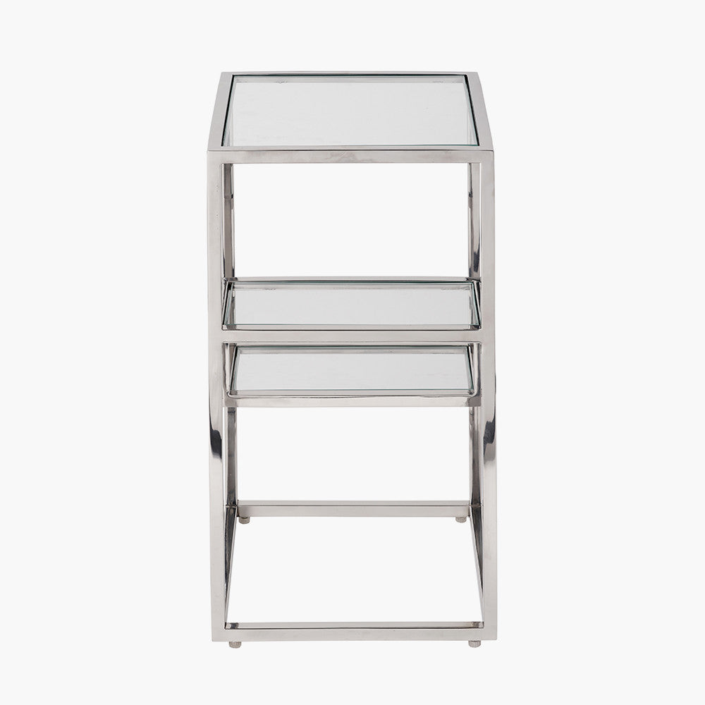 Pacific Lifestyle Aleandra Clear Glass and Silver Metal Side Table 5
