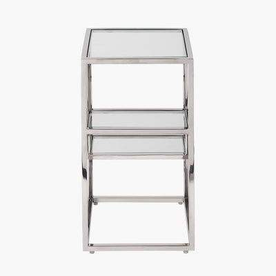 Pacific Lifestyle Aleandra Clear Glass and Silver Metal Side Table 5
