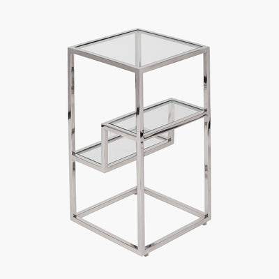 Pacific Lifestyle Aleandra Clear Glass and Silver Metal Side Table 6