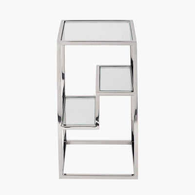 Pacific Lifestyle Aleandra Clear Glass and Silver Metal Side Table 7