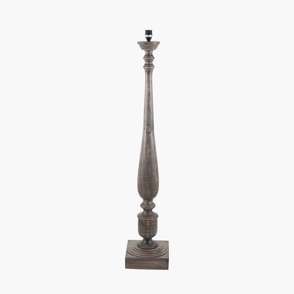 Pacific Lifestyle Alia Grey Wash Turned Mango Wood Floor Lamp Base with Lino 45cm Cream Self Lined Linen Cylinder Lampshade 6