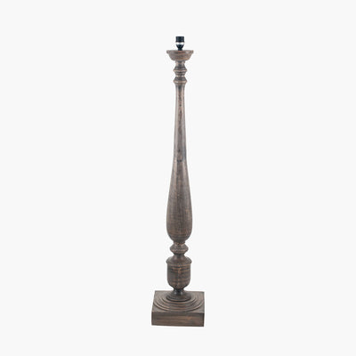 Pacific Lifestyle Alia Grey Wash Turned Mango Wood Floor Lamp Base with Lino 45cm Cream Self Lined Linen Cylinder Lampshade 6