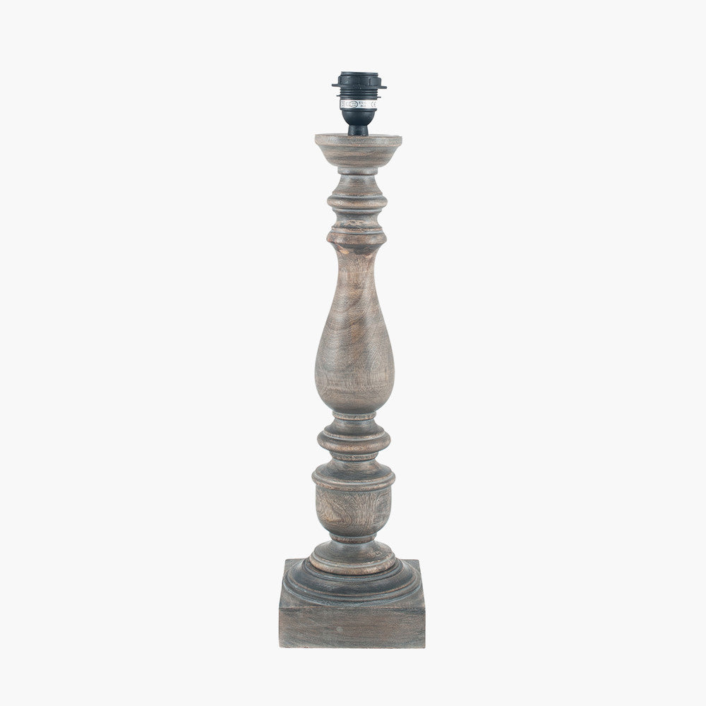 Pacific Lifestyle Alia Grey Wash Turned Mango Wood Table Lamp Base with Coast 45cm Cream Calico Tapered Lampshade 6