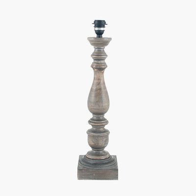 Pacific Lifestyle Alia Grey Wash Turned Mango Wood Table Lamp Base with Coast 45cm Cream Calico Tapered Lampshade 6