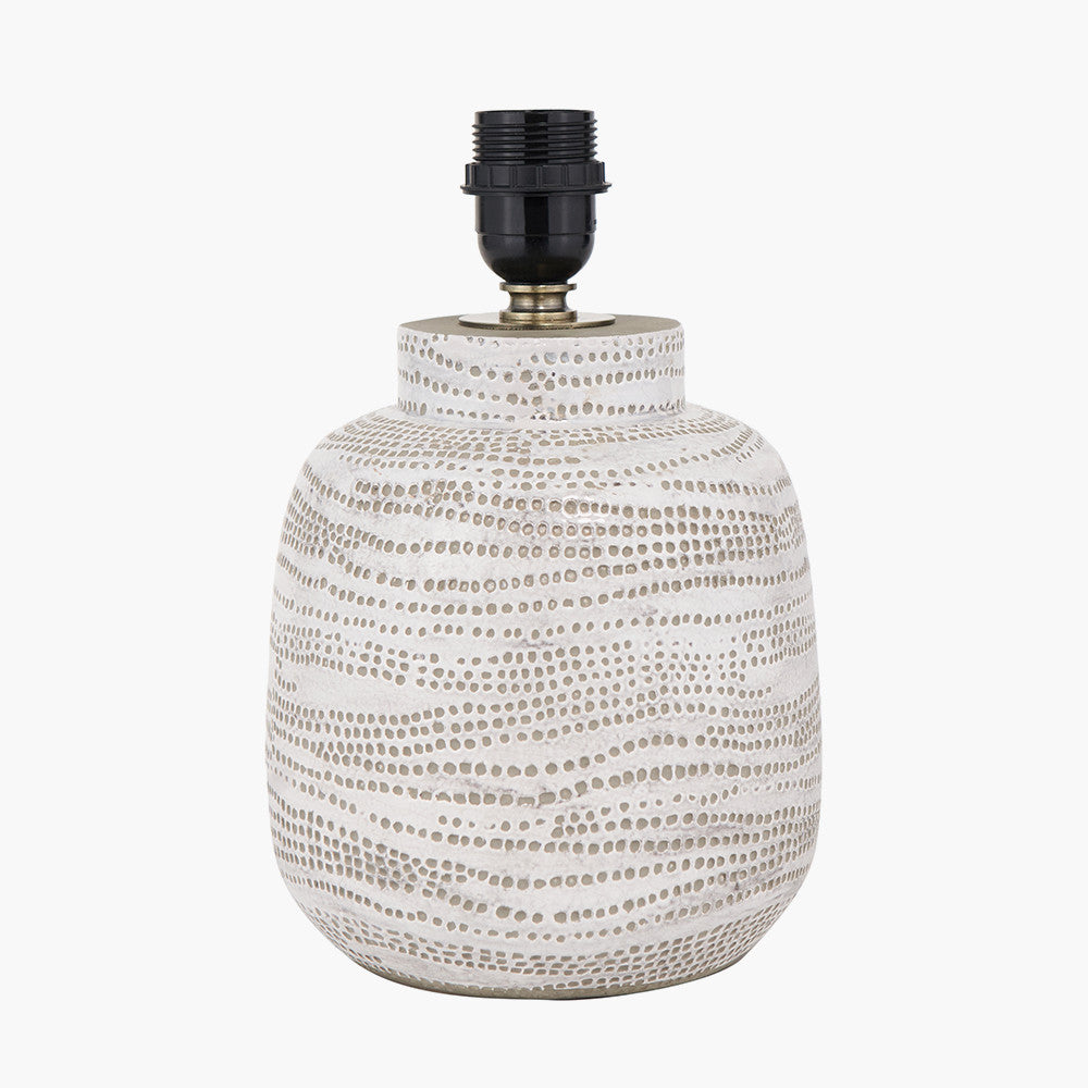 Pacific Lifestyle Alina White Dot Design Small Stoneware Table Lamp Base with Lino 25cm White Self Lined Linen Cylinder Lampshade 10