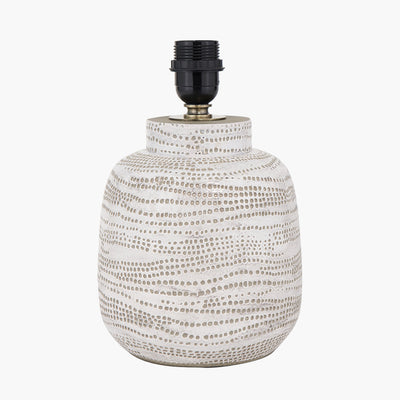 Pacific Lifestyle Alina White Dot Design Small Stoneware Table Lamp Base with Lino 25cm White Self Lined Linen Cylinder Lampshade 10