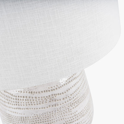 Pacific Lifestyle Alina White Dot Design Small Stoneware Table Lamp Base with Lino 25cm White Self Lined Linen Cylinder Lampshade 6