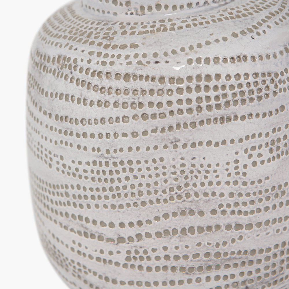 Pacific Lifestyle Alina White Dot Design Small Stoneware Table Lamp Base with Lino 25cm White Self Lined Linen Cylinder Lampshade 7