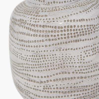 Pacific Lifestyle Alina White Dot Design Small Stoneware Table Lamp Base with Lino 25cm White Self Lined Linen Cylinder Lampshade 7