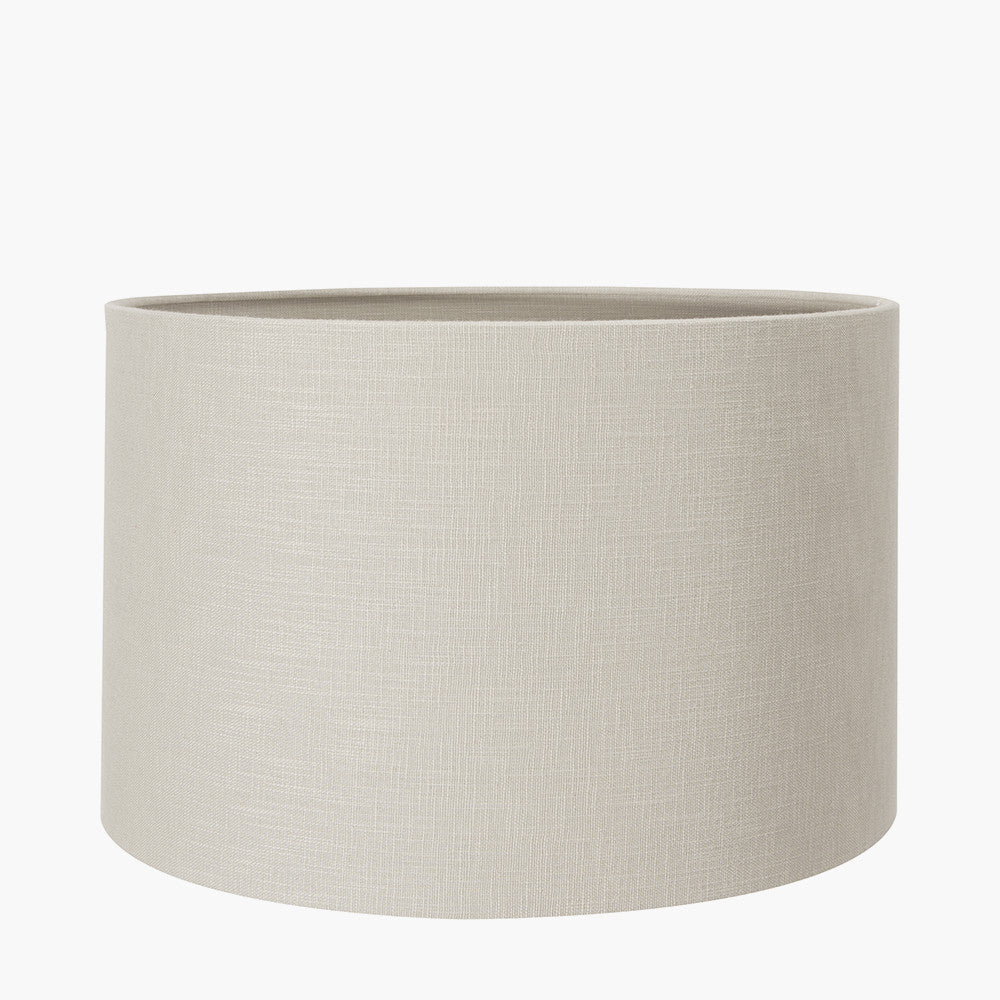Pacific Lifestyle Alina White Dot Design Stoneware Table Lamp Base with Lino 30cm Grey Self Lined Linen Cylinder Lampshade 10