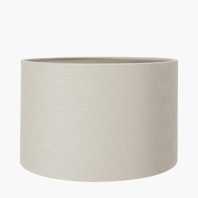 Pacific Lifestyle Alina White Dot Design Stoneware Table Lamp Base with Lino 30cm Grey Self Lined Linen Cylinder Lampshade 10