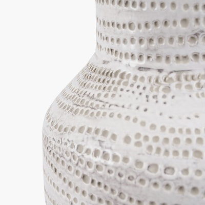 Pacific Lifestyle Alina White Dot Design Stoneware Table Lamp Base with Lino 30cm Grey Self Lined Linen Cylinder Lampshade 5