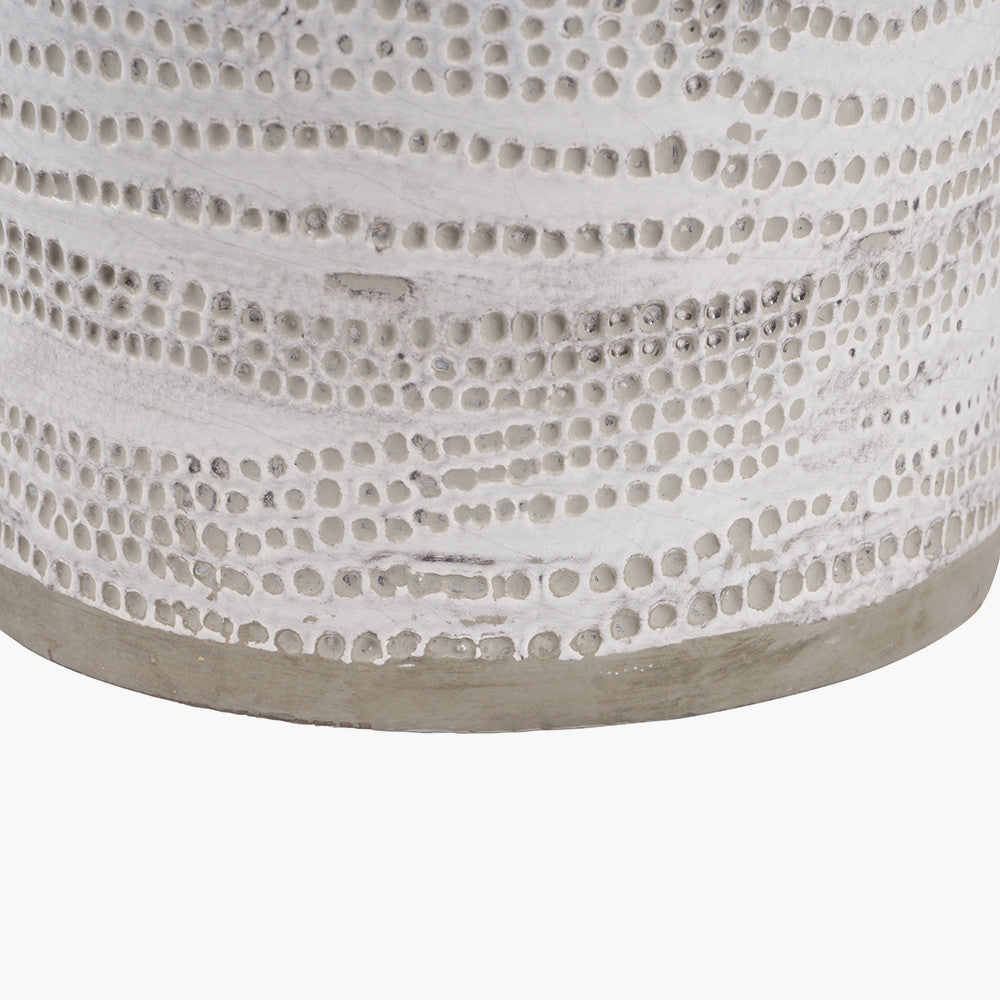 Pacific Lifestyle Alina White Dot Design Stoneware Table Lamp Base with Lino 30cm Grey Self Lined Linen Cylinder Lampshade 6
