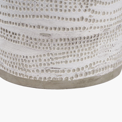 Pacific Lifestyle Alina White Dot Design Stoneware Table Lamp Base with Lino 30cm Grey Self Lined Linen Cylinder Lampshade 6