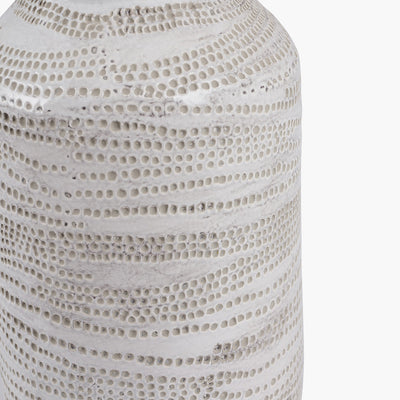 Pacific Lifestyle Alina White Dot Design Stoneware Table Lamp Base with Lino 30cm Grey Self Lined Linen Cylinder Lampshade 7