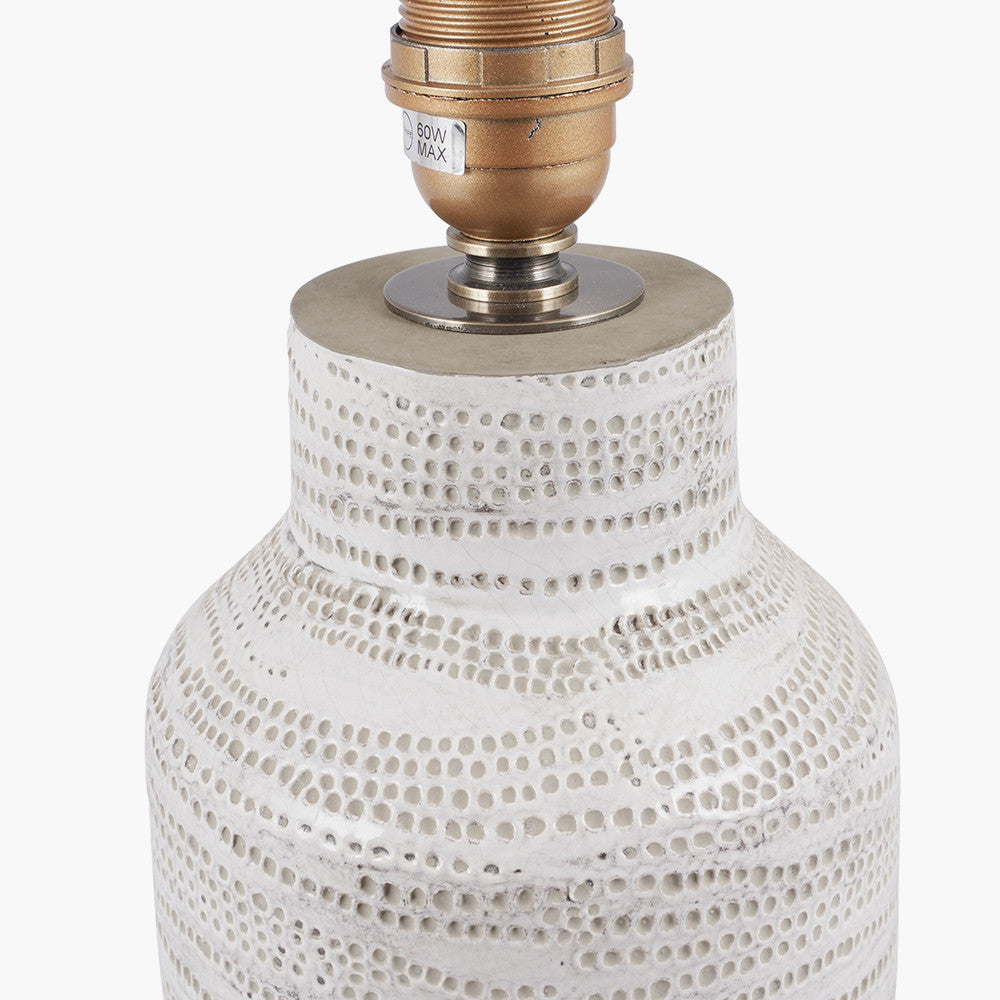 Pacific Lifestyle Alina White Dot Design Stoneware Table Lamp Base with Lino 30cm Grey Self Lined Linen Cylinder Lampshade 8