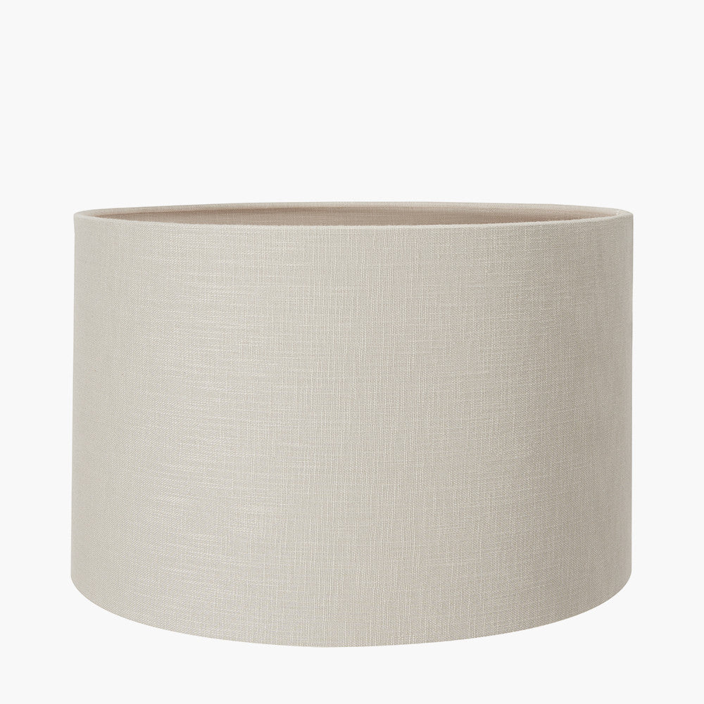 Pacific Lifestyle Alina White Dot Design Stoneware Table Lamp Base with Lino 30cm Grey Self Lined Linen Cylinder Lampshade 9