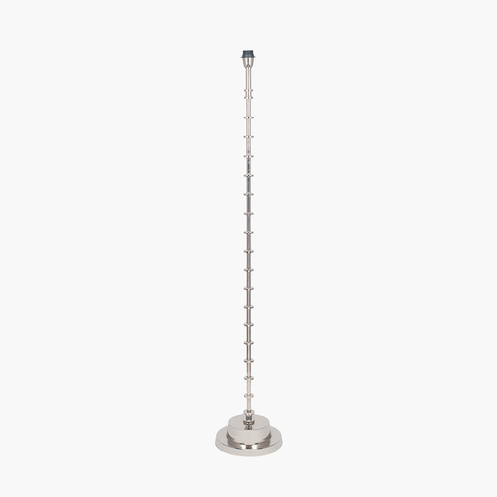 Pacific Lifestyle Almas Silver Metal Floor Lamp Base with Henry 45cm White Handloom Cylinder Lampshade 7
