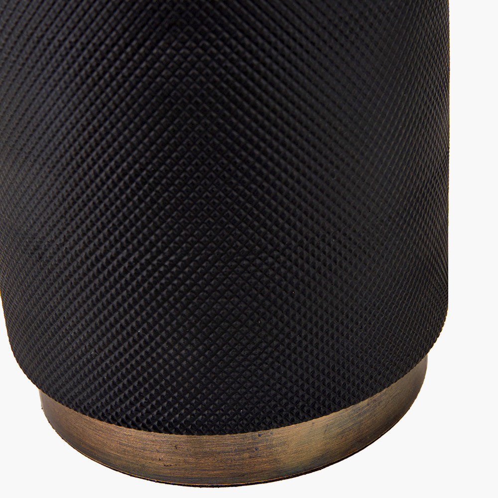 Pacific Lifestyle Alnico Black and Brass Metal Textured Table Lamp Base with Harry 35cm Ivory Cotton Mix Cylinder Lampshade 4