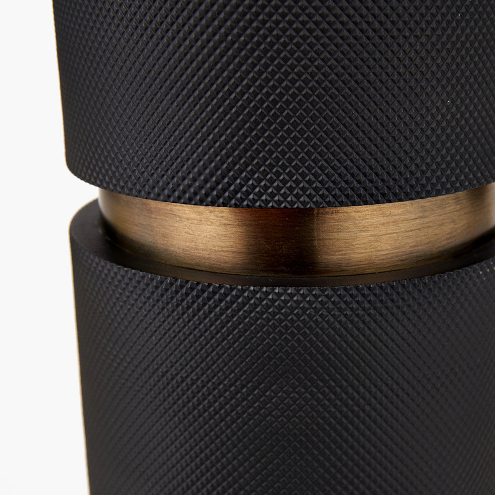 Pacific Lifestyle Alnico Black and Brass Metal Textured Table Lamp Base with Harry 35cm Ivory Cotton Mix Cylinder Lampshade 5