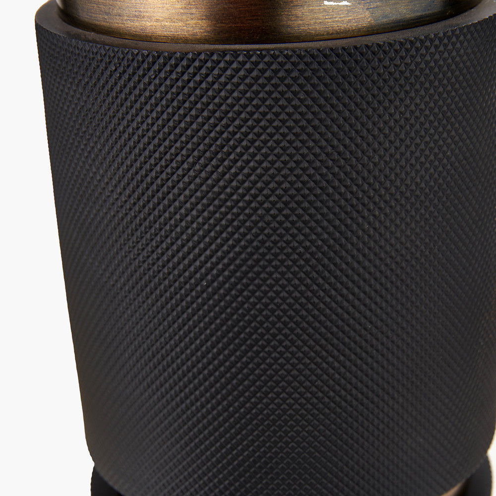 Pacific Lifestyle Alnico Black and Brass Metal Textured Table Lamp Base with Harry 35cm Ivory Cotton Mix Cylinder Lampshade 6