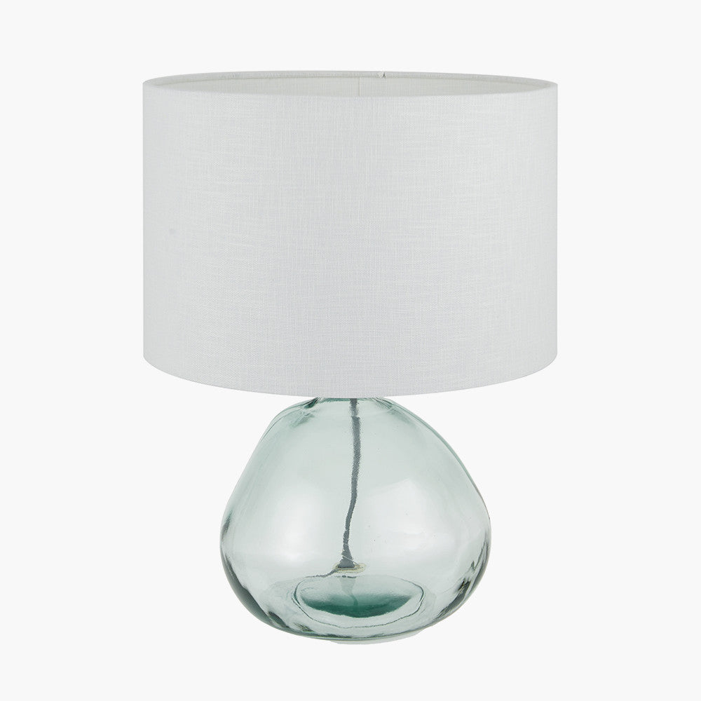 Pacific Lifestyle Alvira Organic Shape Recycled Glass Table Lamp Base with Lino 30cm White Self Lined Linen Cylinder Lampshade