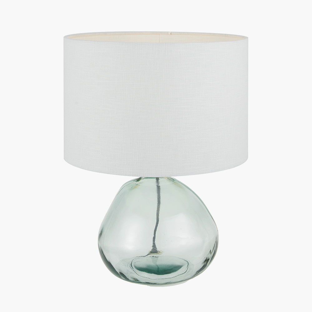 Pacific Lifestyle Alvira Organic Shape Recycled Glass Table Lamp Base with Lino 30cm White Self Lined Linen Cylinder Lampshade 2