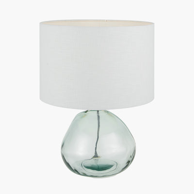 Pacific Lifestyle Alvira Organic Shape Recycled Glass Table Lamp Base with Lino 30cm White Self Lined Linen Cylinder Lampshade 2