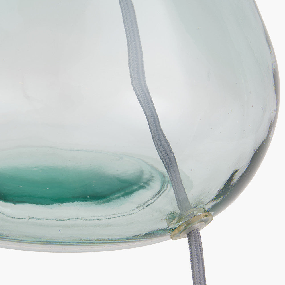 Pacific Lifestyle Alvira Organic Shape Recycled Glass Table Lamp Base with Lino 30cm White Self Lined Linen Cylinder Lampshade 7