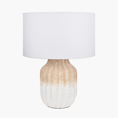 Pacific Lifestyle Amalia Natural Ombre Textured Stoneware Table Lamp Base with Harry 30cm Ivory Cotton Mix Cylinder Lampshade 10