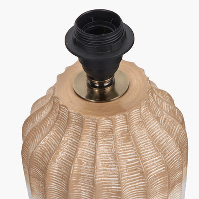 Pacific Lifestyle Amalia Natural Ombre Textured Stoneware Table Lamp Base with Harry 30cm Ivory Cotton Mix Cylinder Lampshade 6