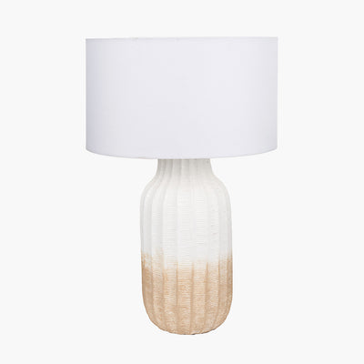 Pacific Lifestyle Amalia Natural Ombre Textured Stoneware Tall Table Lamp Base with Harry 35cm Ivory Cotton Mix Cylinder Lampshade 10