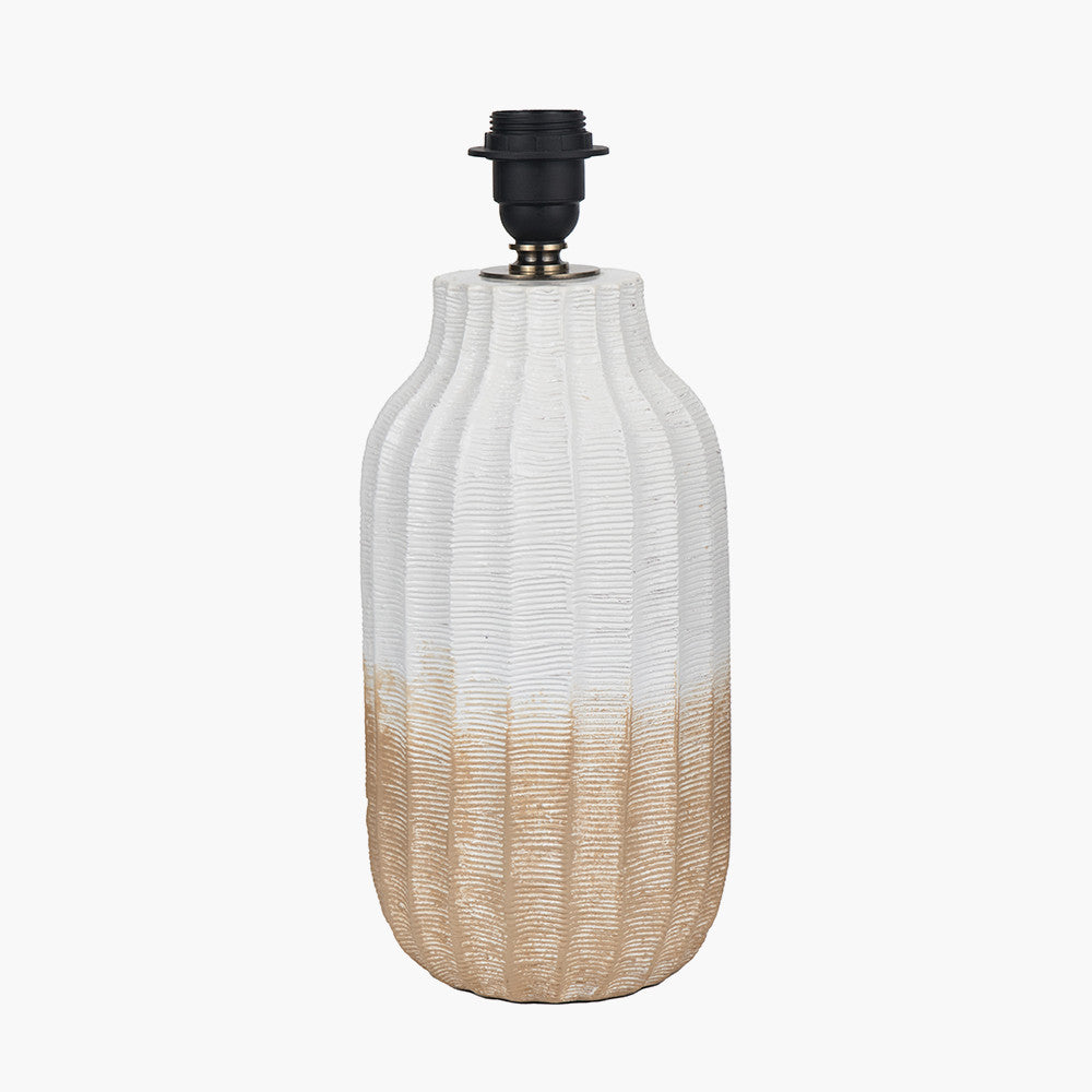 Pacific Lifestyle Amalia Natural Ombre Textured Stoneware Tall Table Lamp Base with Harry 35cm Ivory Cotton Mix Cylinder Lampshade 9