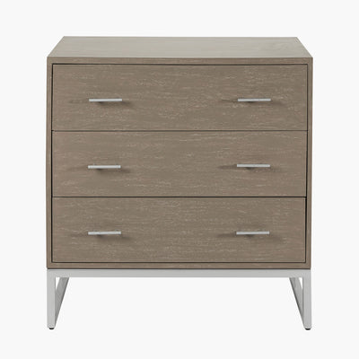 Pacific Lifestyle Ambroso Grey Wash Mango Wood and Silver Metal 3 Drawer Unit 10