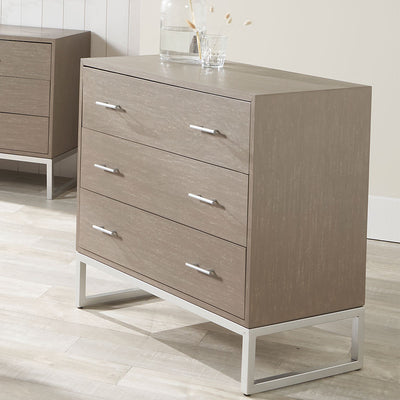 Pacific Lifestyle Ambroso Grey Wash Mango Wood and Silver Metal 3 Drawer Unit