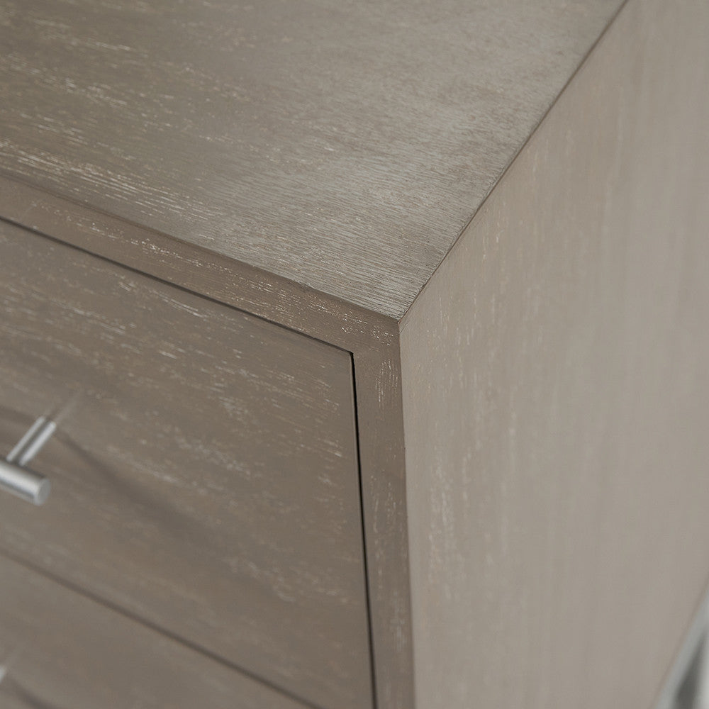 Pacific Lifestyle Ambroso Grey Wash Mango Wood and Silver Metal 3 Drawer Unit 5