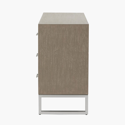 Pacific Lifestyle Ambroso Grey Wash Mango Wood and Silver Metal 3 Drawer Unit 7