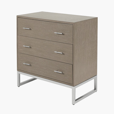 Pacific Lifestyle Ambroso Grey Wash Mango Wood and Silver Metal 3 Drawer Unit 8