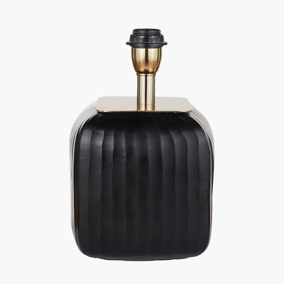 Pacific Lifestyle Anais Matt Black Cold Cut Glass Square Table Lamp Base with Lino 35cm White Self Lined Linen Cylinder Lampshade 10