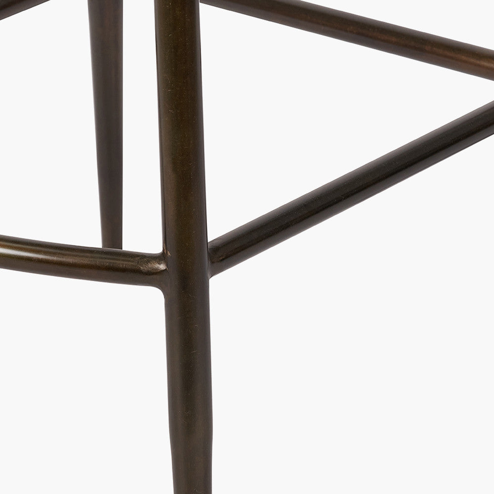 Pacific Lifestyle Angelo Peppercorn Leather and Bronze Metal Retro Bar Stool 2