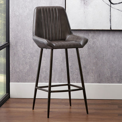 Pacific Lifestyle Angelo Peppercorn Leather and Bronze Metal Retro Bar Stool