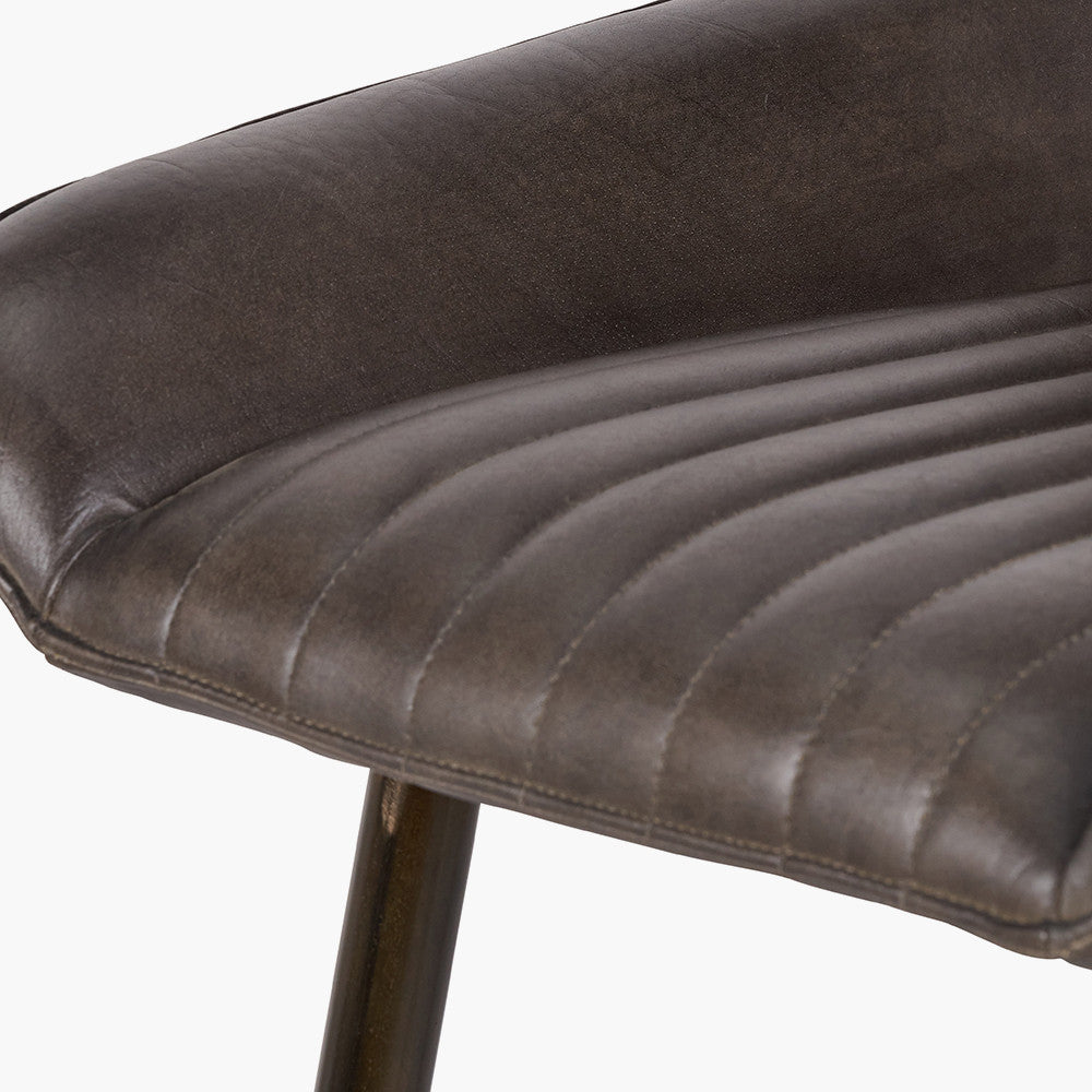 Pacific Lifestyle Angelo Peppercorn Leather and Bronze Metal Retro Bar Stool 4